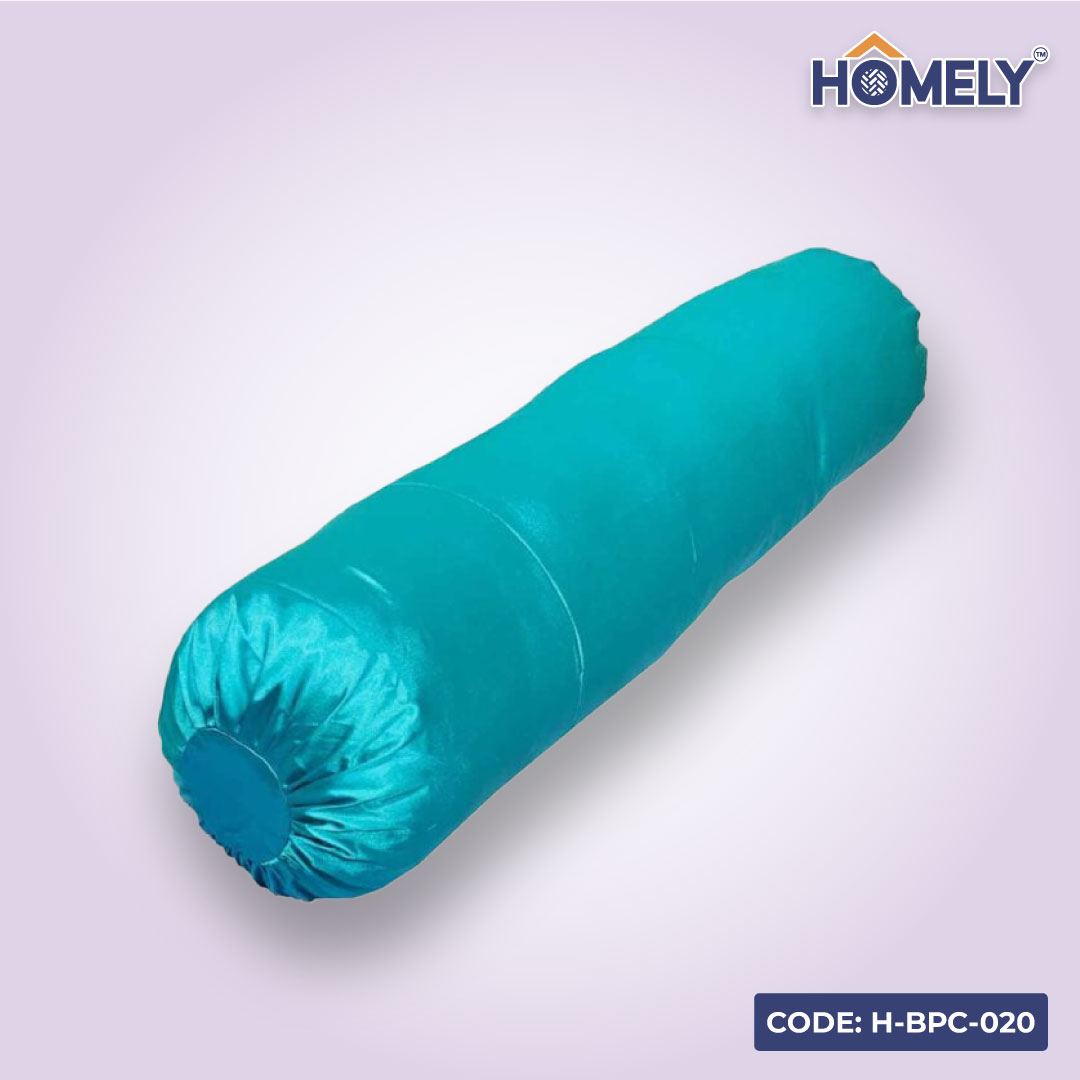 TURQUOISE SATIN BOLSTER COVER- H-BC-020