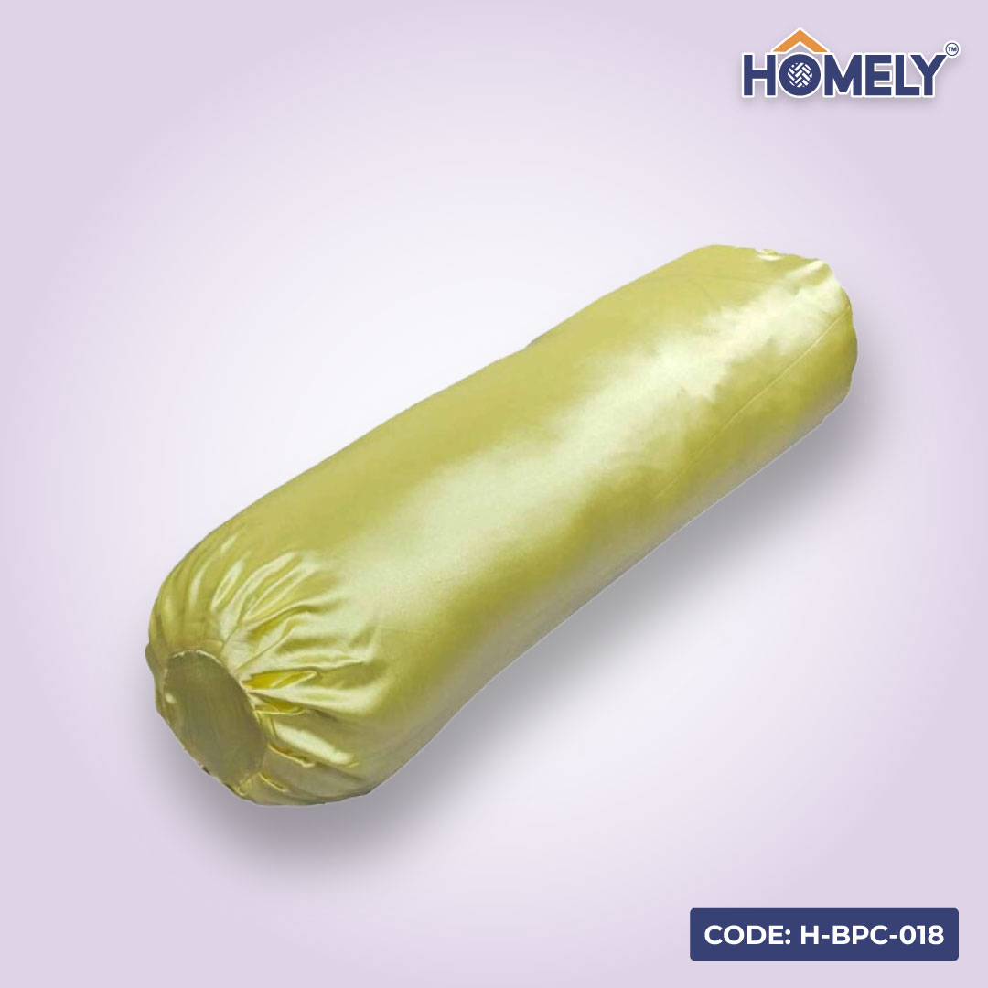 YELLOW SATIN BOLSTER COVER- H-BC-018