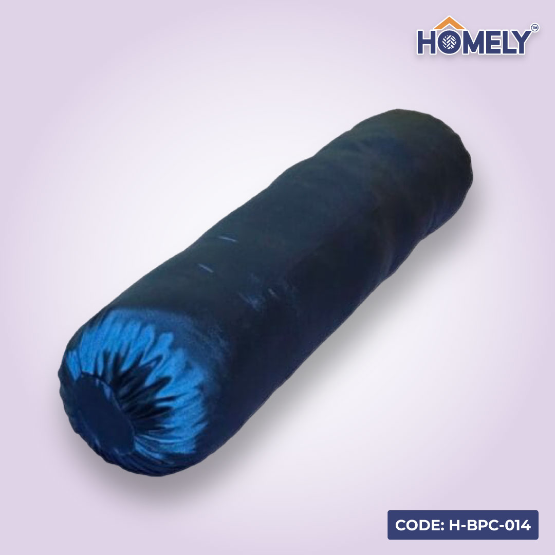 NAVY BLUE SATIN BOLSTER COVER- H-BC-014