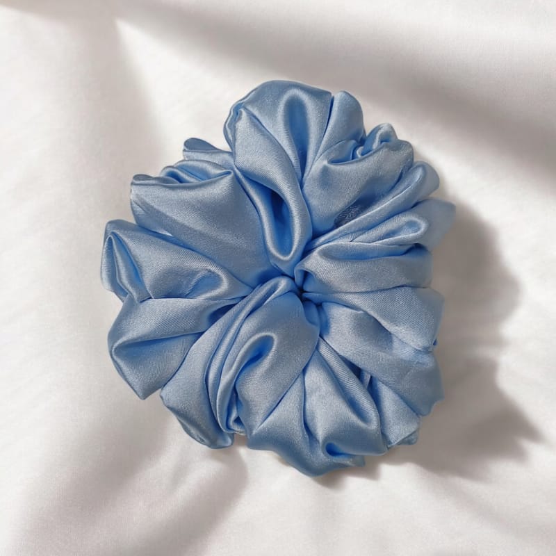 Sky Blue Satin Scrunchies